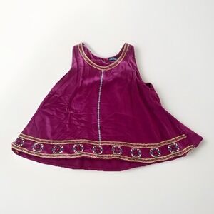 Coco Cabana‎ Womens Burgundy Embroidered Blouse Tank Top Size Medium